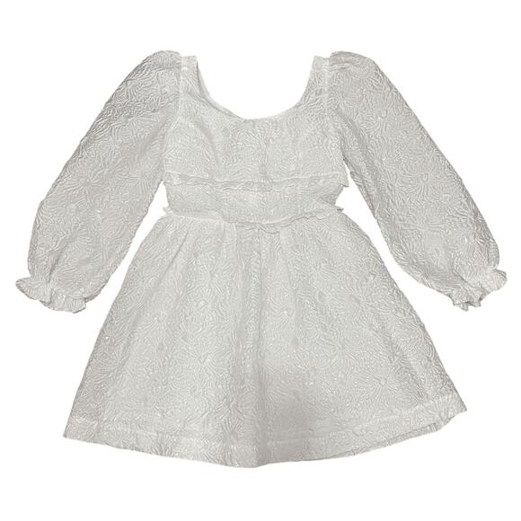 SHRIMPS Floral Jacquard Babydoll Silk Blend Mini Dress in White Size UK 12/ US 8 - Picture 3 of 15